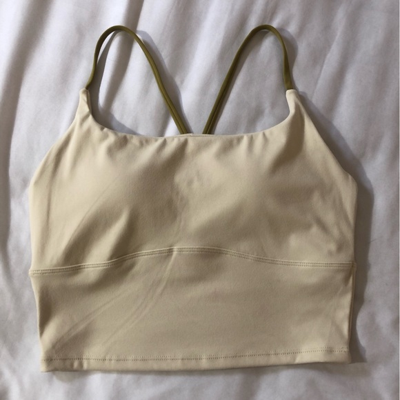 HALARA Tops - SOLD- HALARA Color Block Crisscross Cropped Cami - Size Medium - Cream & Gold